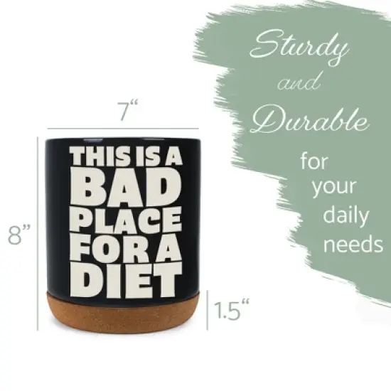 Elanze Designs Funny Diet Healthy Eating Comedic Ceramic Cork Bottom Black Large Capacity Utensil Holder Crock for Countertop Storage, Stylish & image {1}