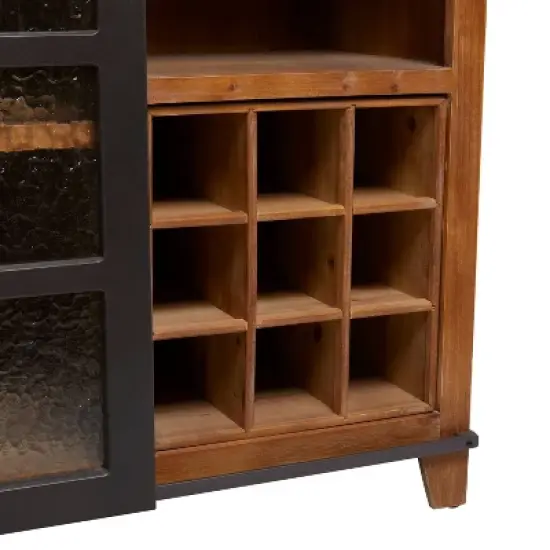 Industrial Wood Standing Wine Rack Brown - Olivia & May image {3}