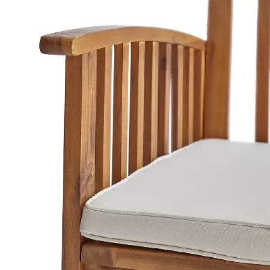 PAGED Outdoor Dining Chairs Set of 2 Wood Patio Arm Chairs with Cushions for Poolside, Garden, Backyard image {3}