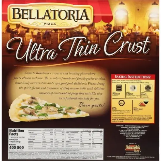 Bellatoria Ultra Thin Crust Roasted Mushroom N' Spinach Frozen Pizza - 11.81oz image {1}