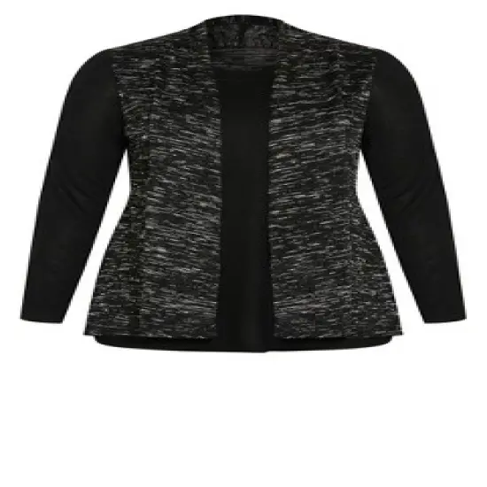 Women's Plus Size Hacci Plain Duet Top - black | AVENUE image {2}