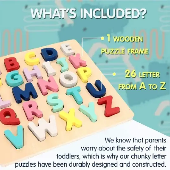 Leo & Friends Wooden Chunky Alphabet Puzzle for Toddlers image {3}