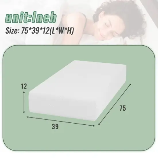 FDW 12 inch Gel Memory Foam Mattress CertiPUR-US Certified for Cooler Sleep Supportive & Pressure Relief,White image {6}
