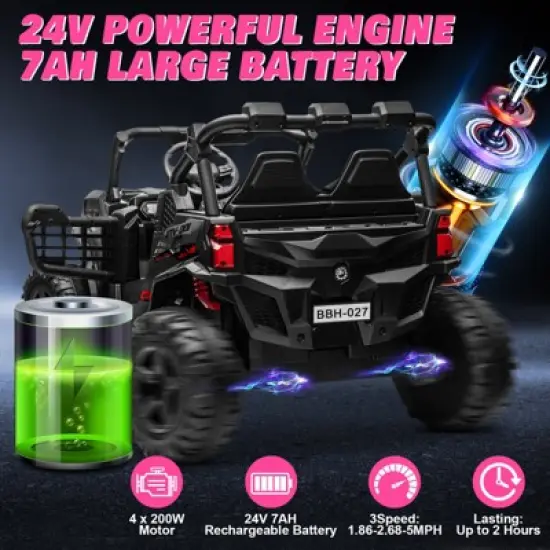 JOYRACER 24V Ride on Truck Toys w/ Remote Control, 2 Seater 400W   Electric Powered Ride on w/ Dump Bed, 3 Speeds, Shovel & Bluetooth/Music image {2}