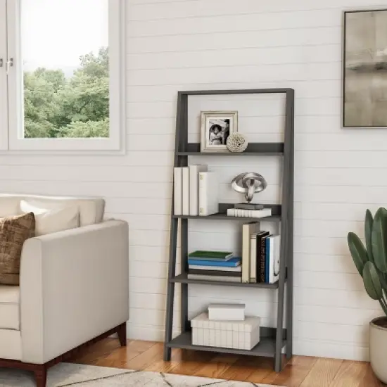 Hastings Home Freestanding Ladder Bookcase, Gray image {3}