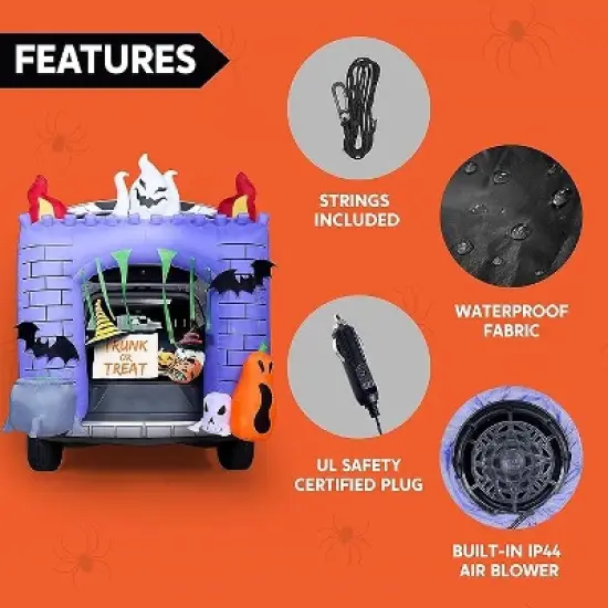 Joyfy 6FT Tall Halloween Inflatable Outdoor Decorations, Inflatable Haunted Castle with Built-in LEDs Trunk or Treat Car Decorations for Outside Decor image {5}