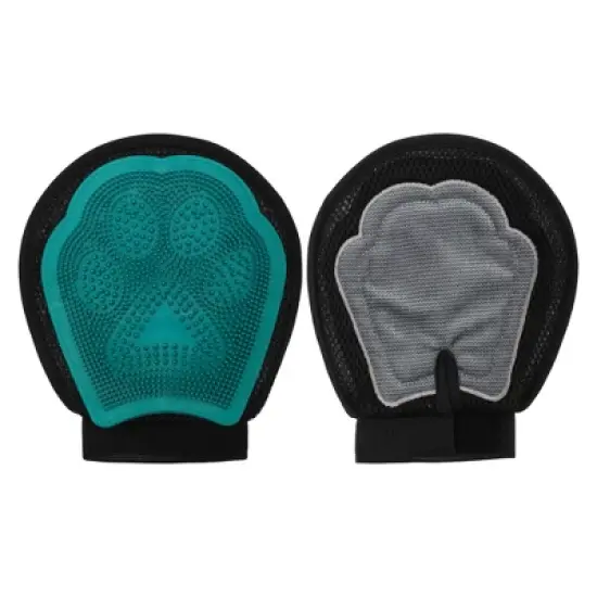 Unique Bargains Double-Sided Pet Grooming Glove Green 1 Pc image {2}