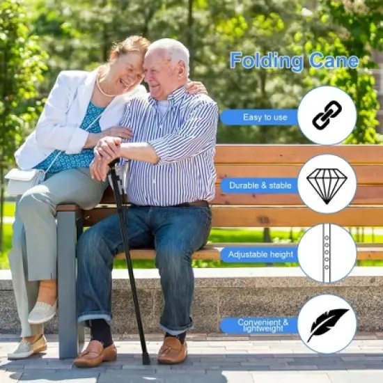 Attop Folding Cane, 5-Level Lightweight Collapsible Adjustable Height Walking Stick image {5}