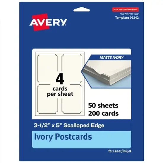 Avery Matte Ivory Postcards, 3-1/2" x 5" Rectangle Scalloped Edge image {9}