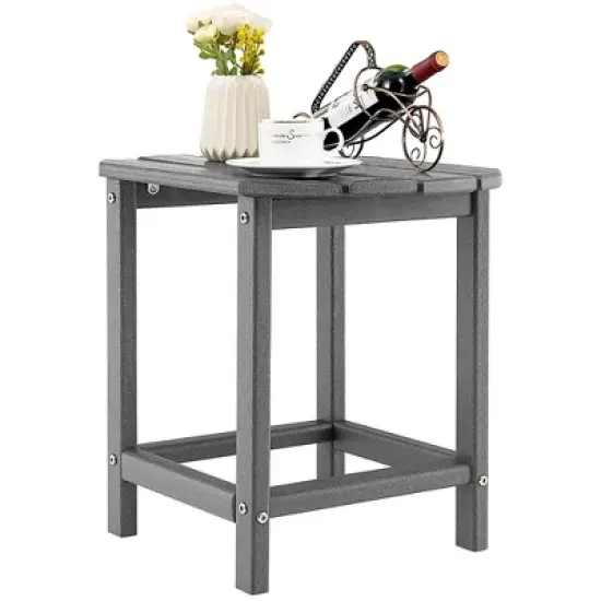 Costway 18'' Patio Adirondack Side Table Weather Resistant HDPE Garden Grey/Black image {11}