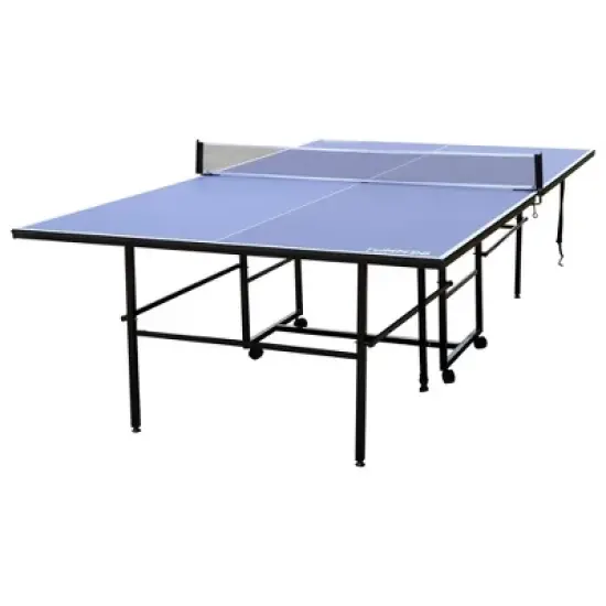 9FT Mid-Size Table Tennis Table, Foldable & Portable Ping Pong Table Set with Net, 2 Table Tennis Paddles and 3 Balls, Easy Assembly with Side Handles image {7}