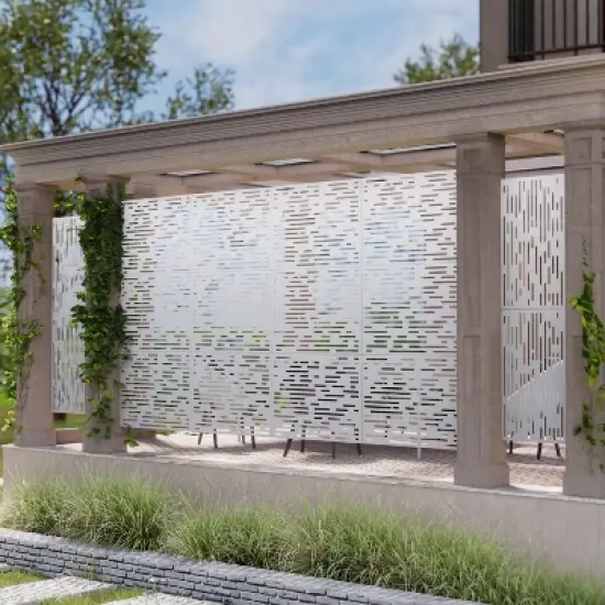 PexFix 72 in. x 35 in. Outdoor Privacy Rectangle Screen Galvanized Steel Panel Divider in White image {2}