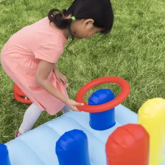 HearthSong Giant Inflatable Ring Toss Backyard Carnival Game with 60 Inch Vinyl Inflatable Scoring Mat image {5}