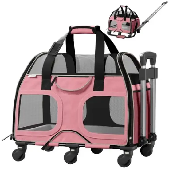 Katziela Airline Compliant Wheeled Pet Carrier With Removable Wheels and Telescopic Handle image {14}
