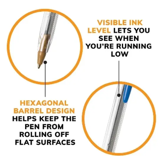 Bic Cristal Xtra Smooth Ballpoint Stick Pen Blue Ink 1mm Medium Dozen MS11BE image {7}