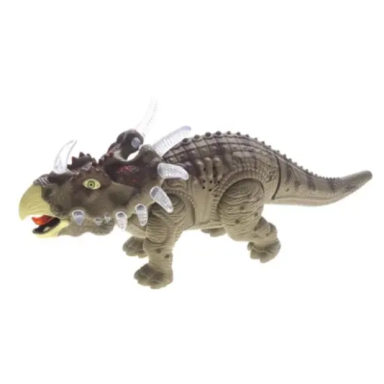Insten Triceratops Walking Dinosaur Toy, Jurassic Dino With Lights And Sounds, Green image {4}