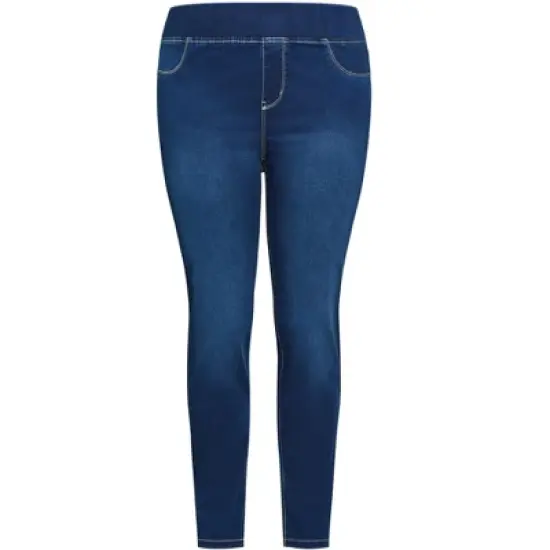 Women's Plus Size Butter Denim Pull On Jean Dark Wash - Tall | AVENUE image {2}