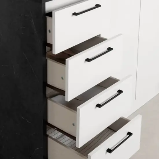 Myro Kitchen Island Faux Black Stone/White - South Shore image {7}