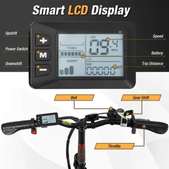 Costway Folding Electric Mountain Bike for Adults with 20" Fat Tires 750W Brushless Motor 54V 13Ah UL2849 image {4}