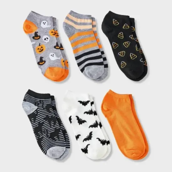 Women's 6pk Halloween Icons Low Cut Socks - Hyde and EEK! Boutique&trade; Heather Gray/Orange/Black 4 - 10 image {3}