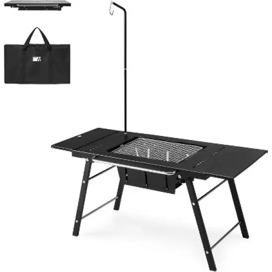Naturehike Portable IGT Table with Charcoal Grill, Folding Camping Table and BBQ Grill with Desk Extension & Lantern Stand image {7}