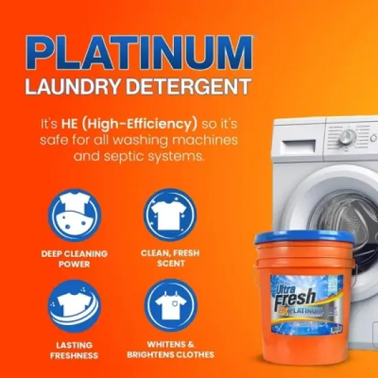 Ultra Fresh 6X Platinum Laundry Detergent Liquid for All Machine Types with Easy Dispensing Pump, Up to 640 Loads, Bleach Alt, 5 Gallon image {2}