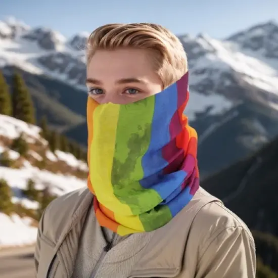Unique Bargains Sunscreen Rainbows Pattern Face Scarf Mask Assorted Color 1 Pc image {1}