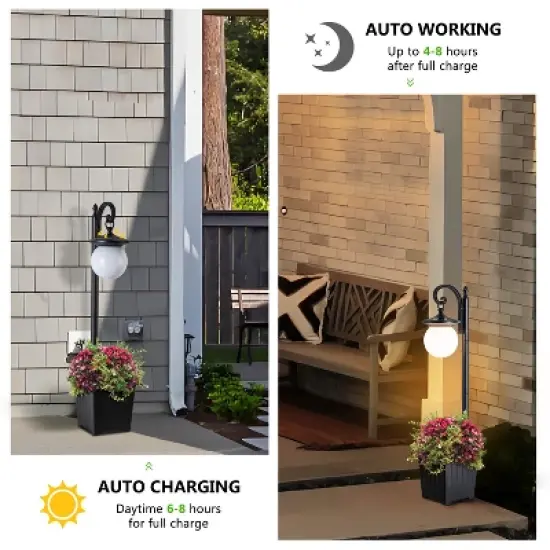 C Cattlya Solar Outdoor Post Light with Planter and Acrylic Shade image {4}