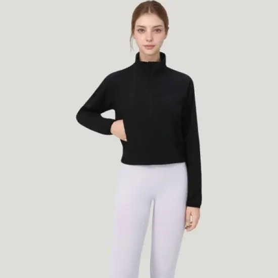 Anna-Kaci Active Women's Lightweight Zip Up Active Jacket with Stand Collar and Slim Fit image {1}