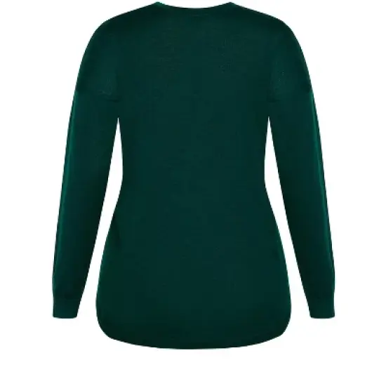 Women's Plus Size Tully Curved Hem Sweater - green moss | AVENUE image {5}
