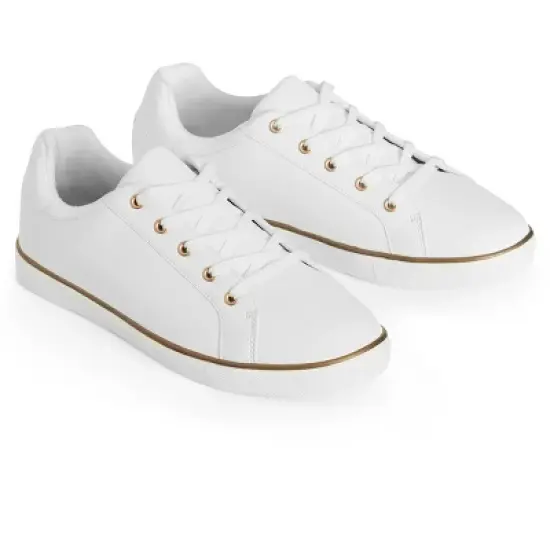 Women's WIDE FIT Metallic Stripe Trainer - white | EVANS image {5}