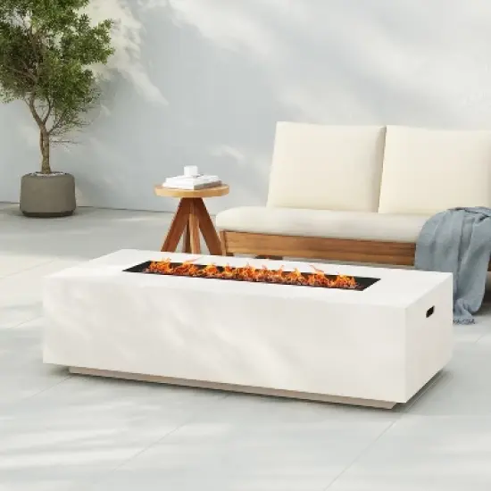 GDFStudio Hearth Outdoor 50,000 BTU Rectangular Lightweight Concrete Fire Pit Table image {11}