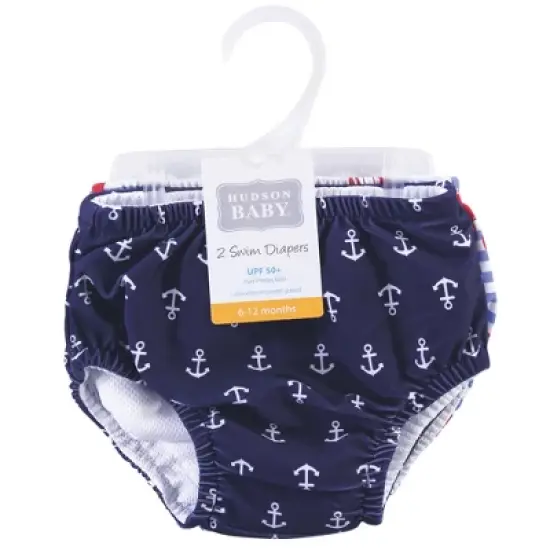 Hudson Baby Infant and Toddler Boy Swim Diapers, Anchors image {1}