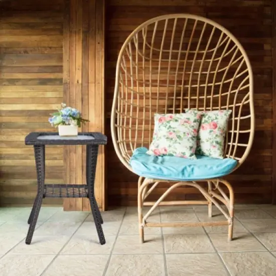 Karl Home| Square Glass Outdoor Side Table image {5}