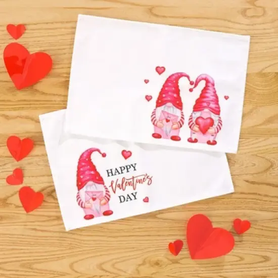 The Lakeside Collection Valentine's Day Whimsical Gnome Printed Tabletop Collection - Set of 4 Melamine Plates image {4}