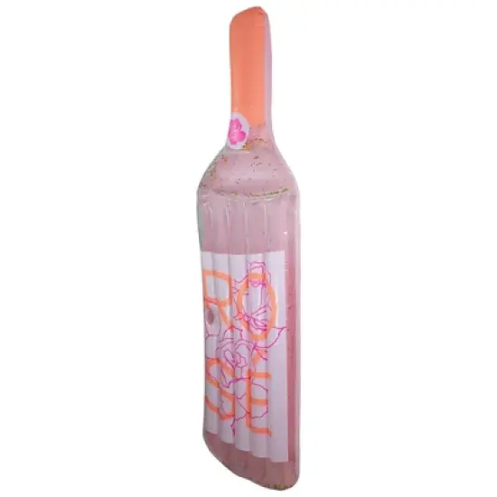 Swim Central 92" Pink Rose Wine Bottle Swimming Pool Float image {1}