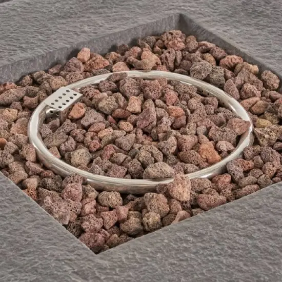 Ariel 5pc Wicker Rocking Chairs and Fire Pit Set - Dark Brown/Beige - Christopher Knight Home image {4}