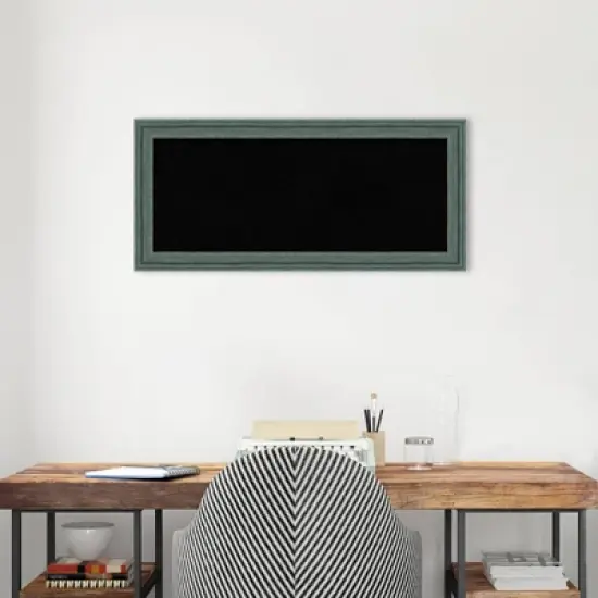 33"x15" Upcycled Wood Frame Black Cork Board Teal/Gray - Amanti Art image {6}