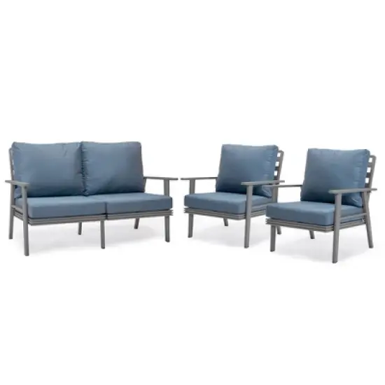 Leisuremod Walbrooke Modern 3 Piece Patio Set with Grey Aluminum Frame image {21}