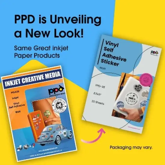 PPD Matte Vinyl Sticker Paper 8.5x11" 20 sheets for Inkjet Printers image {1}