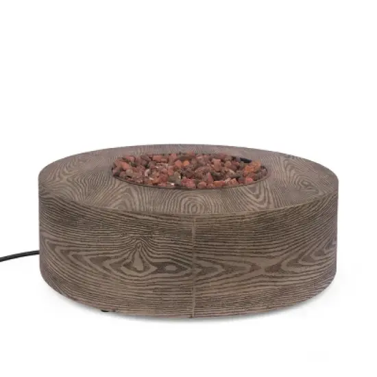 Senoia Outdoor Round Fire Pit with Tank Holder - Brown - Christopher Knight Home image {9}