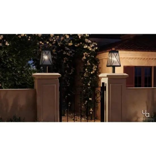 Urban Ambiance Luxury English Country Outdoor Post/Pier Light,  21-3/4"H x 10-1/2"W,  Midnight Black, UHP1057 image {1}