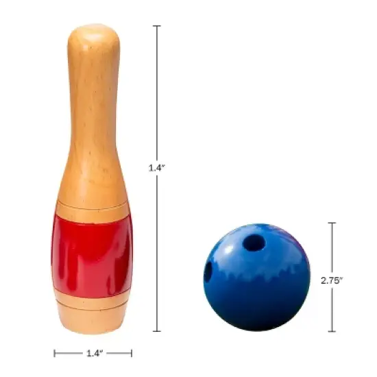 Toy Time 10-Pin Lawn Bowling Game/Skittle Ball Set With Mesh Bag - Red image {6}