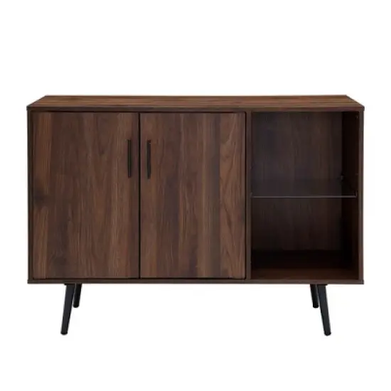 44" Mid-Century Modern Asymmetrical Sideboard Dark Walnut - Saracina Home image {2}