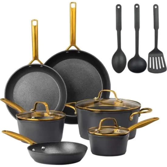 Granitestone Armor Max Gold 14 Piece Nonstick Hard Anodized Cookware set with Utensils image {6}