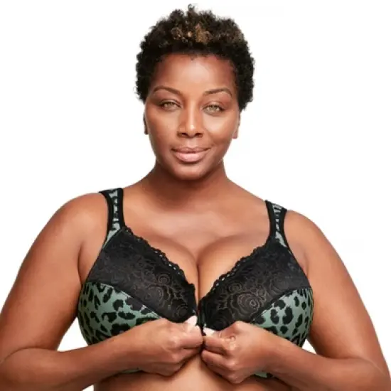 Glamorise Womens WonderWire Front-Closure Underwire Bra 1245 Centennial Leopard image {2}