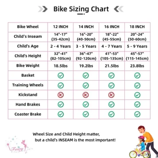 JOYSTAR Fairy Toddlers Kids Bike for Girls, 12 14 16 18 Inch Children Bicycle with Training Wheels, Basket image {9}