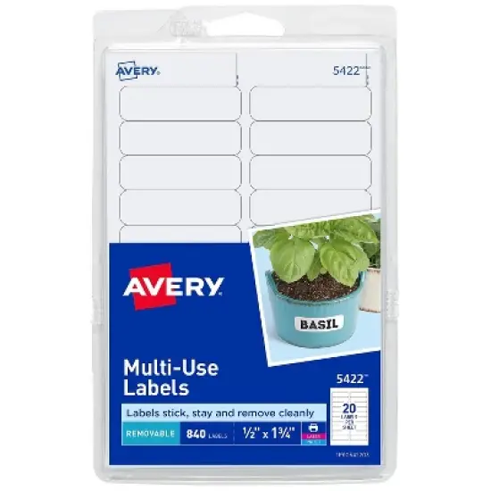 Avery Laser/Inkjet Multipurpose Labels 1/2" x 1 3/4" White 20/Sheet 689458 image {6}