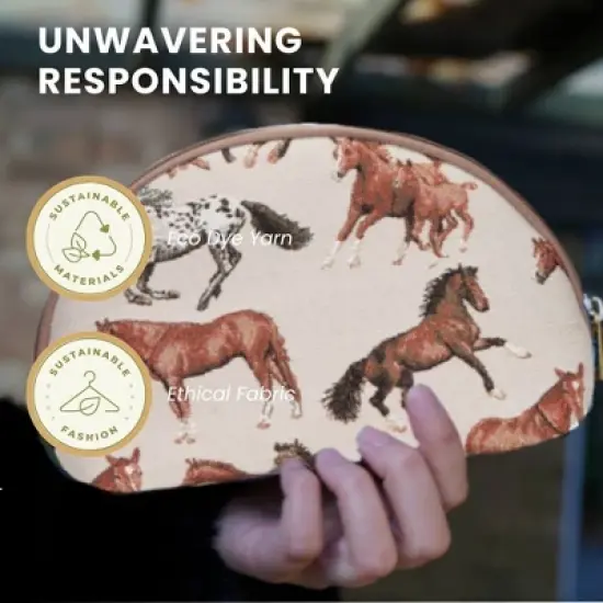 Signare USA Running Horse Brown Cosmetic Bag/ Makeup Bag image {4}
