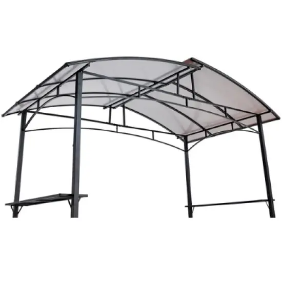 8x5ft Metal Grill Gazebo With Steel Hardtops Side Shelves Easy Assembly UV-Resistant Canopy BBQ Shelter For Outdoor image {1}